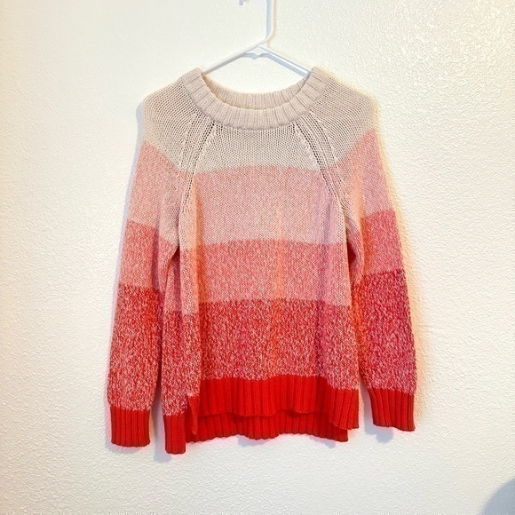 Aerie Sweater Women’s M Pink Red Striped Knit Pullover - Picture 1 of 7